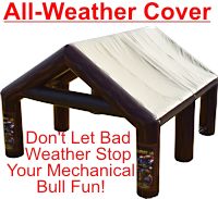 Don't let bad weather stop you mechanical bull fun. Kiddies' huge All-Weather canopy is big enough to keep your event going!