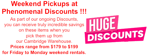 Weekend Pickups at Phenomenal Discounts from our Cambridge Warehouse !!!